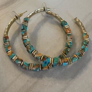 Kendra Scott Ember Hoop Earrings in Bronze Veined Turquoise